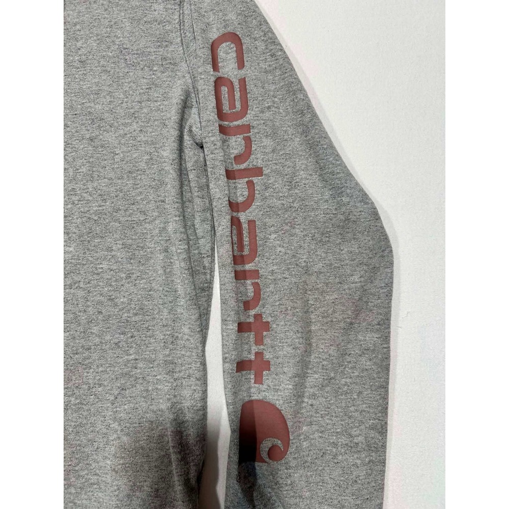 Carhartt Boys Gray Long Sleeve Graphic Logo T-Shirt Loose Fit Size M 8-10 - Picture 4 of 7